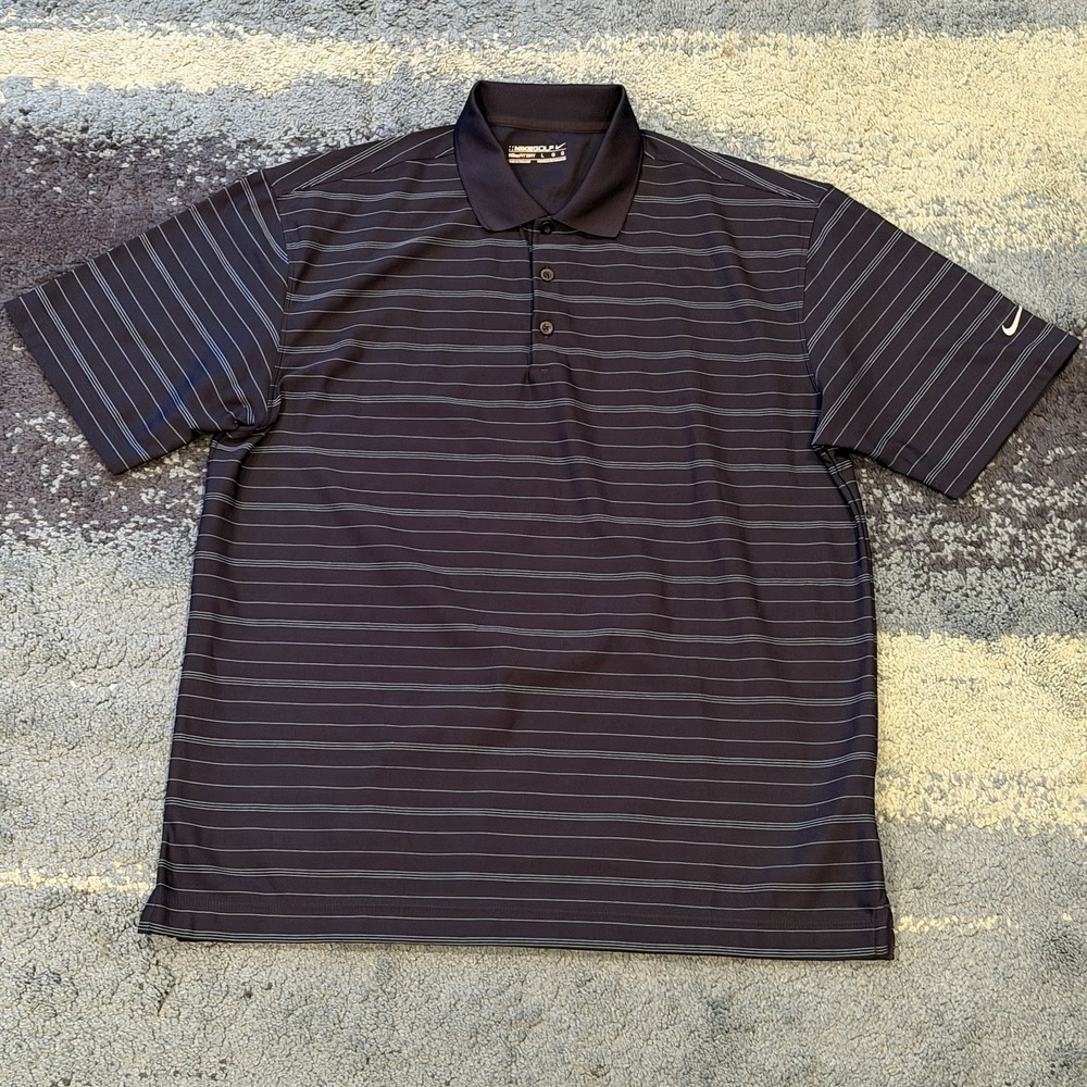 Nike Golf Fit Dry Performance Polo Shirt Blue Stripe Men's Large Casual Outdoor